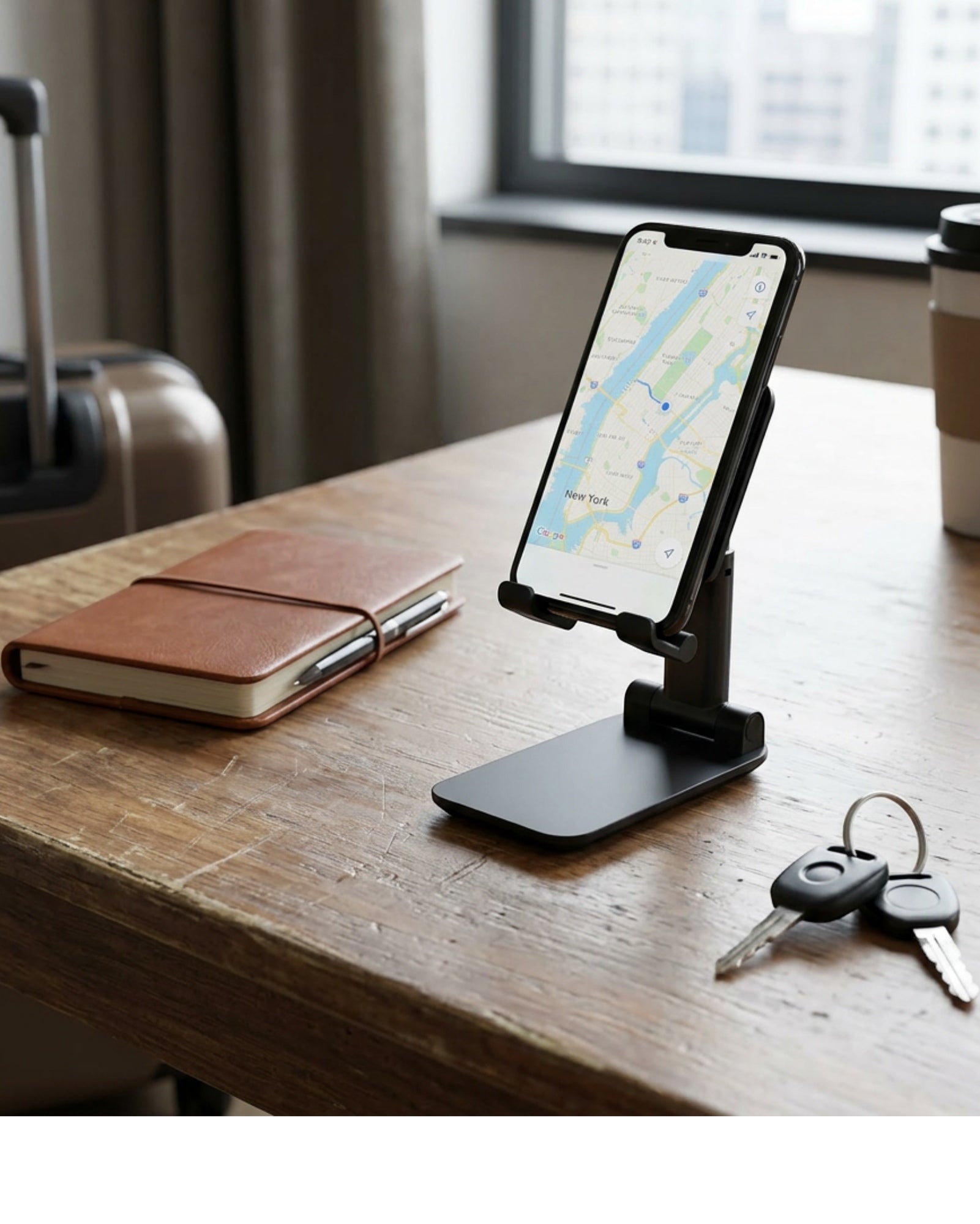 Plvzg Foldable Phone Stand Matte Black Pocket Size - Lifestyle view